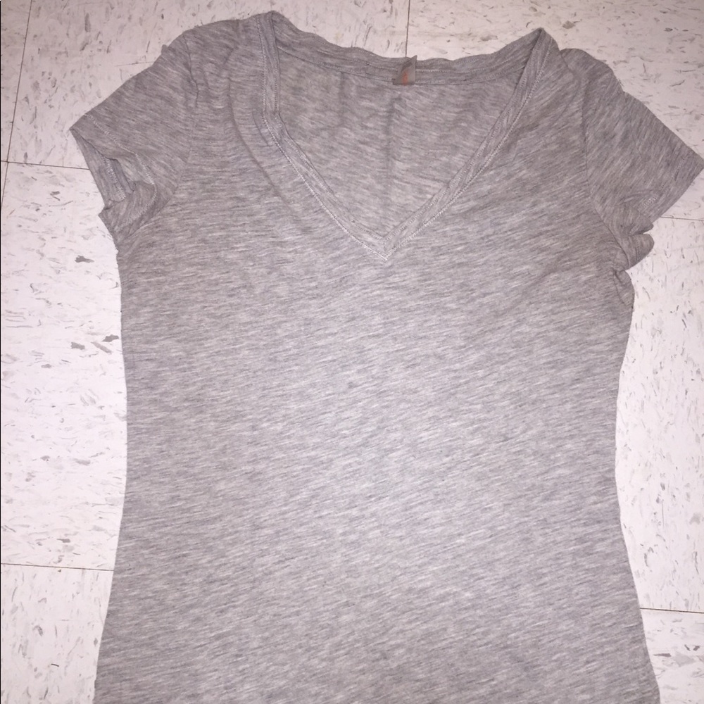 Short Sleeve Gray V neck